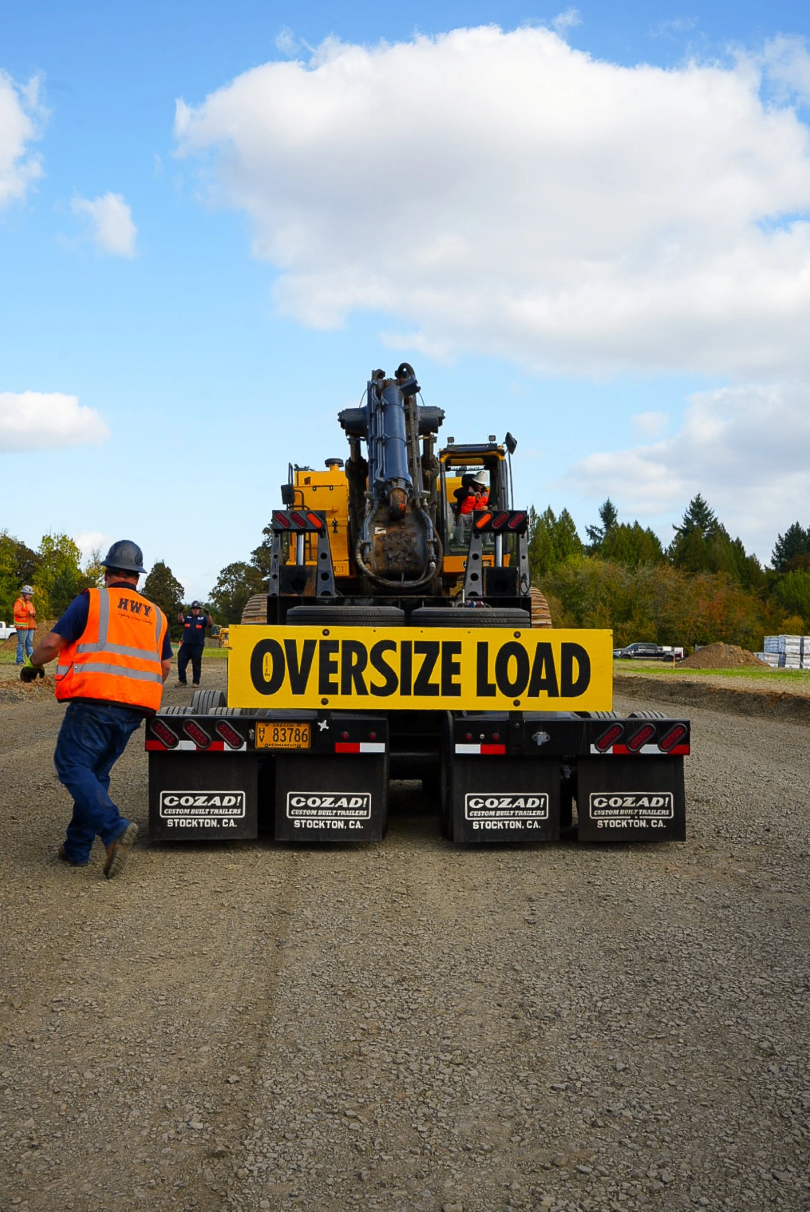 Heavy haul oversize load transport photographed for social content